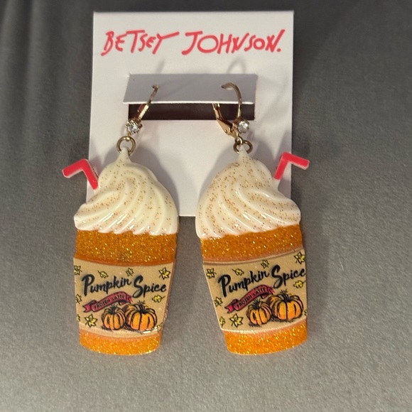 Betsey Johnson Jewelry - Betsey Johnson Pumpkin Spice Glitter Earrings